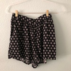 Fossil black and white polka dot flowy summer shorts pockets XS